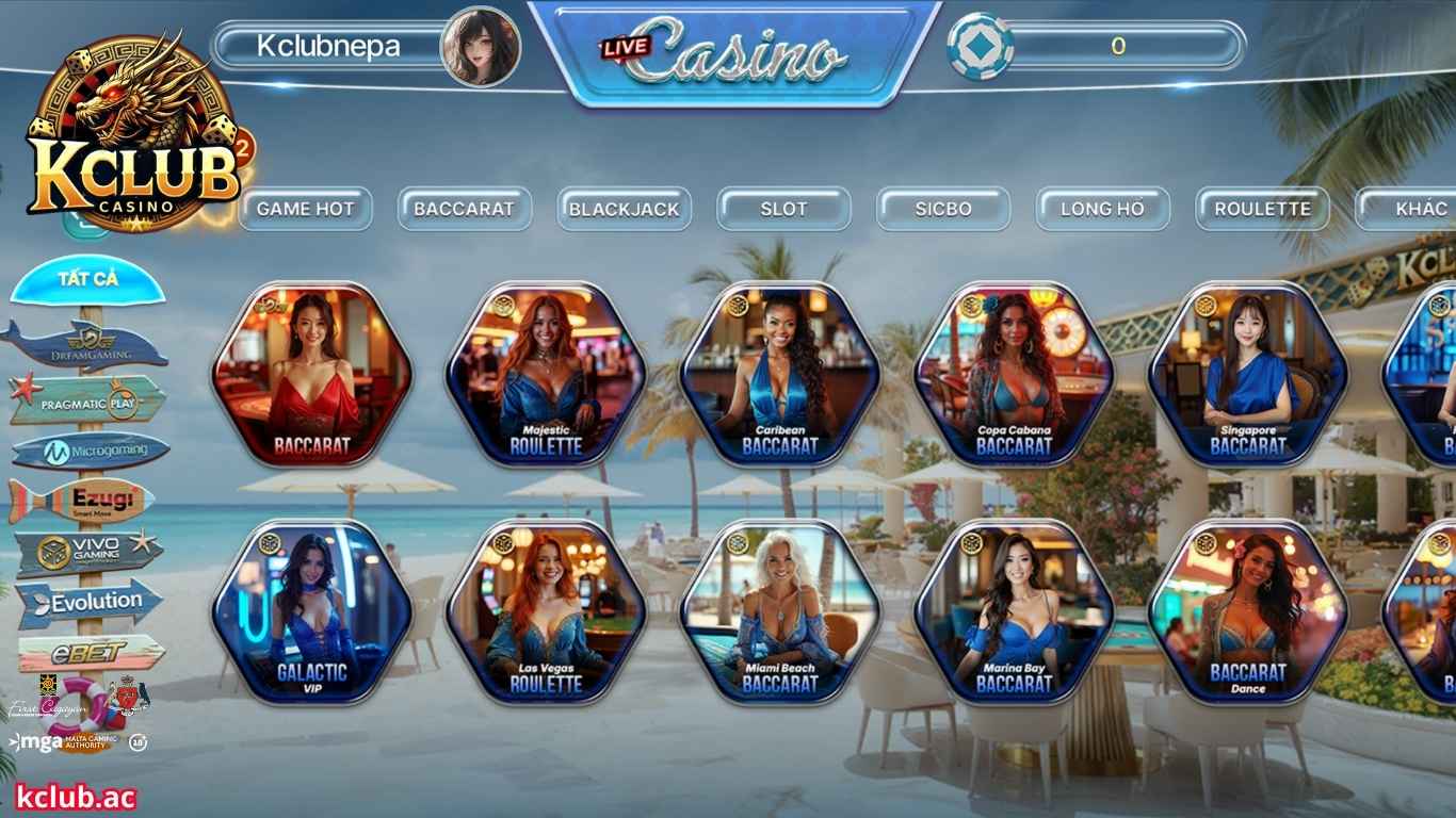 Các trò chơi phổ biến trong live casino Kclub